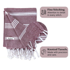 Indihaus Premium Large Cotton Bath Towels 380 Gsm | Soft, Absorbent & Comfortable Large Size Bath Towels (Earthy Crimson)