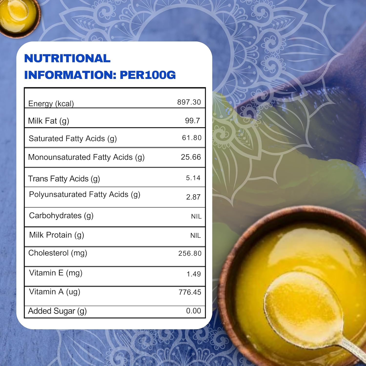 Organic Cow Ghee By New Nandan Gold | Rich Aromatic & Nutritious Indian Cow Ghee Perfect For Boost Immunity | 1 Litre (500ml * 2) 33.8 Ounce | Box Pack
