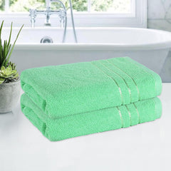 Kuber Industries Bath Towel 900 Gsm | Towel For Bath, Gym, Travel & Beach | Plain Lining (Green)- Pack Of 2