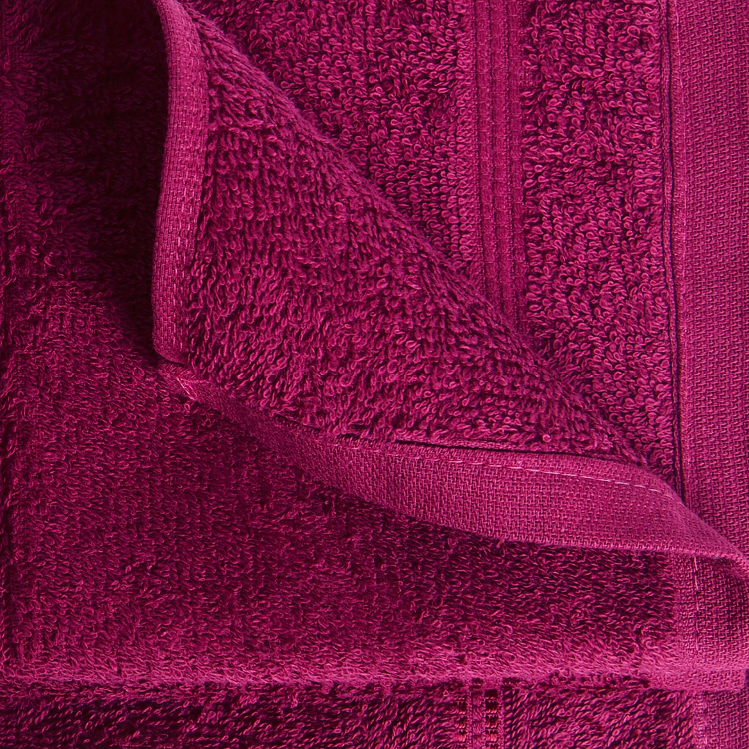 Welspun 100% Cotton Large 1 Bath + 1 Hand & 2 Face Towels 1000 Gsm | Dobby Solid Towel Combo Set (Magenta)