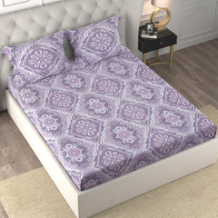 Cotton Bedsheet King Size Bed With 2 Pillow Covers - 100 X 108 Inches, Mauve | 150 Thread Count Floral Bedsheet For Double Bed - Breathable & Lightweight
