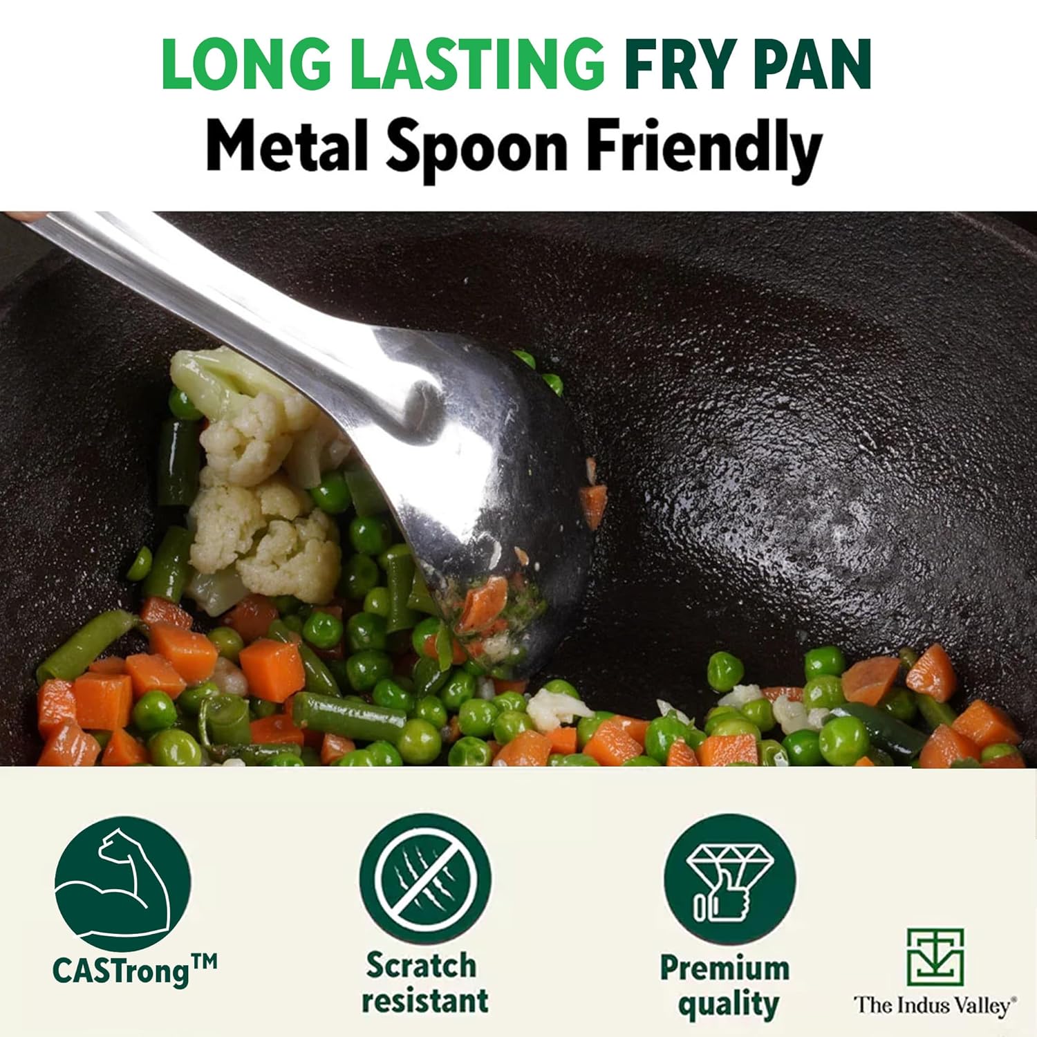 Pre-Seasoned Black Cast Iron Fish Fry Pan With Double Handle - Medium 22.4 Cm, 8.8 Inch, 1.5 Kg | Induction Friendly, Nonstick Fish Fry Pan, 100% Pure & Toxin Free, No Chemical Coating