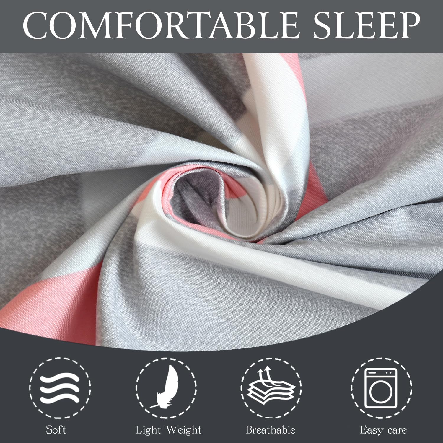 Microfiber Single Bedsheet Set With 1 Pillow Covers (60 X 90 Inches) Grey & Black | Durable & Long-Lasting | 144 Thread Count | Wrinkle Free