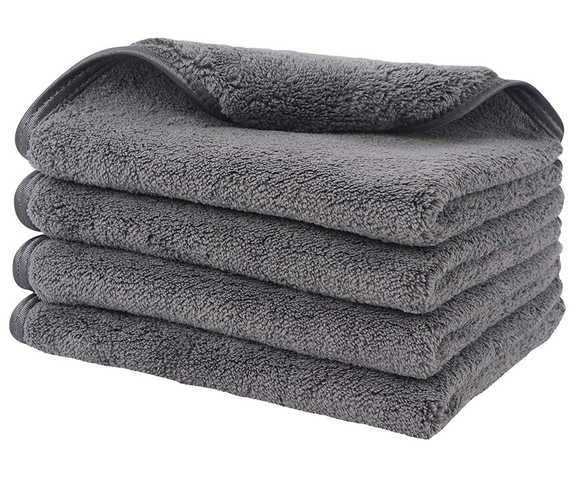 Auto Hub Heavy Microfiber Cloth For Car Cleaning & Detailing Double Sided, Extra Thick Plush Microfiber Towel Lint-Free 800 Gsm | Pack Of 4 (Grey)