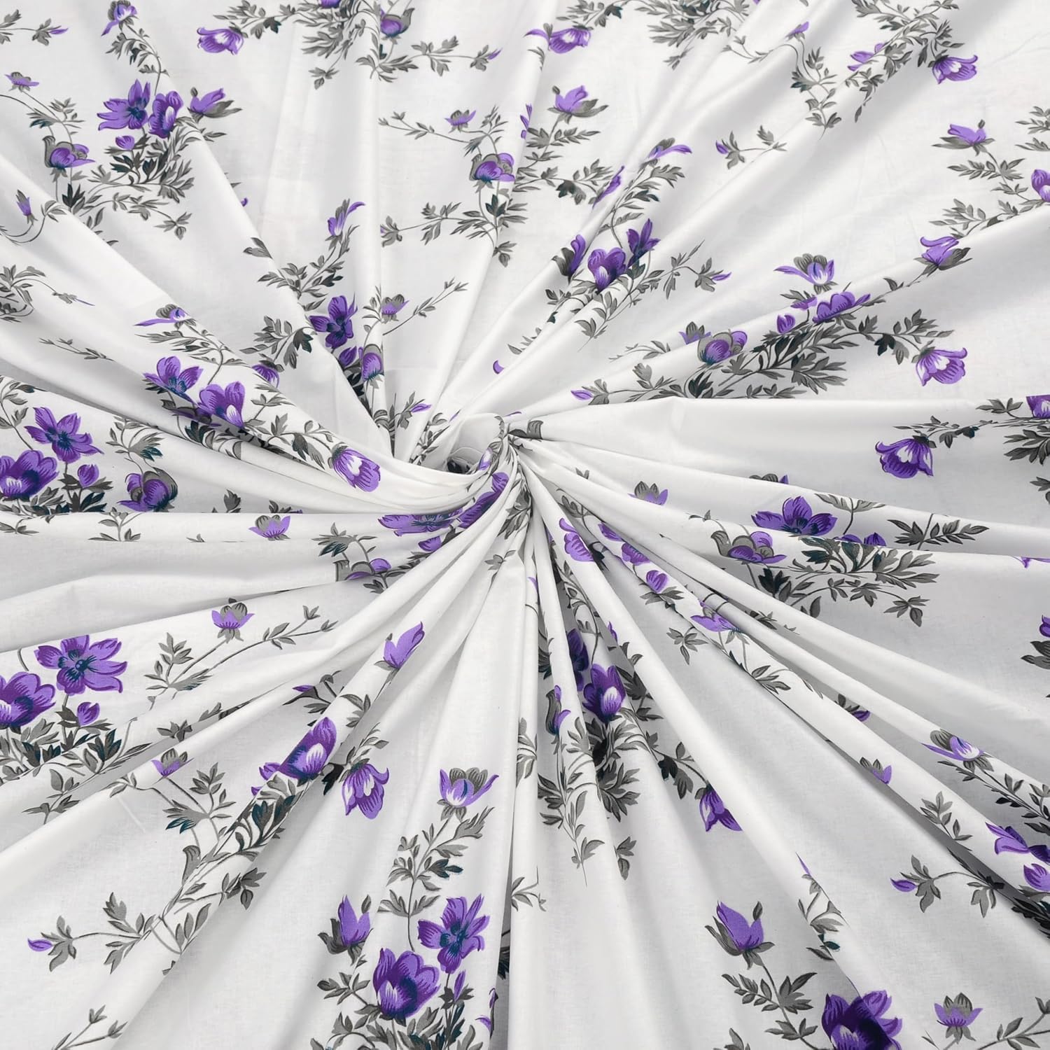 Super King Size Bedsheets 108 X 108 Inches With 2 Pillow Covers, Lavender & Grey | Premium Super Soft Super Cotton Bedsheet