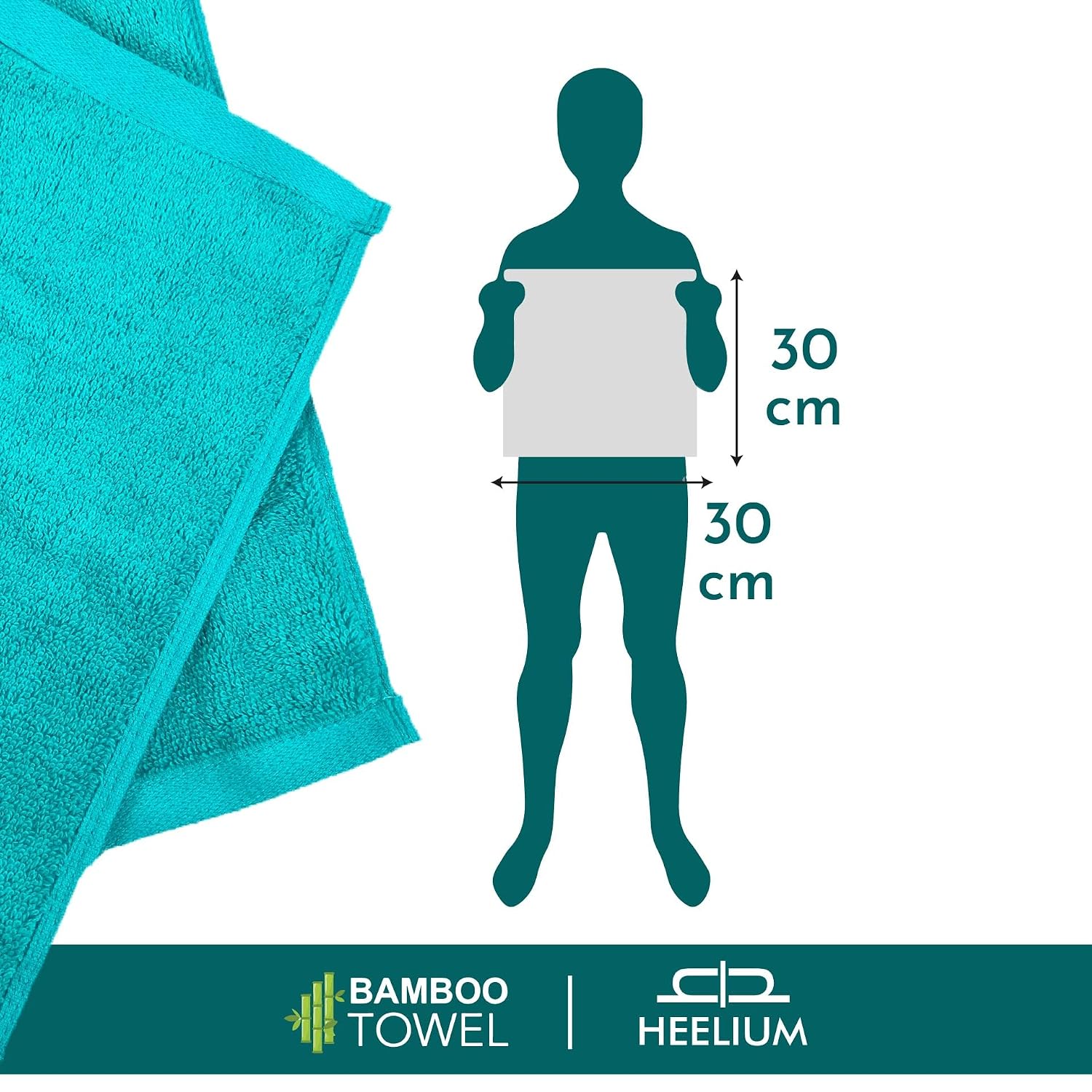 Heelium Bamboo Face Towel 600 Gsm | Ultra Absorbent & Odour-Free 3x Softer Than Cotton Towels | Pack Of 3 -Teal, Grey & Iris
