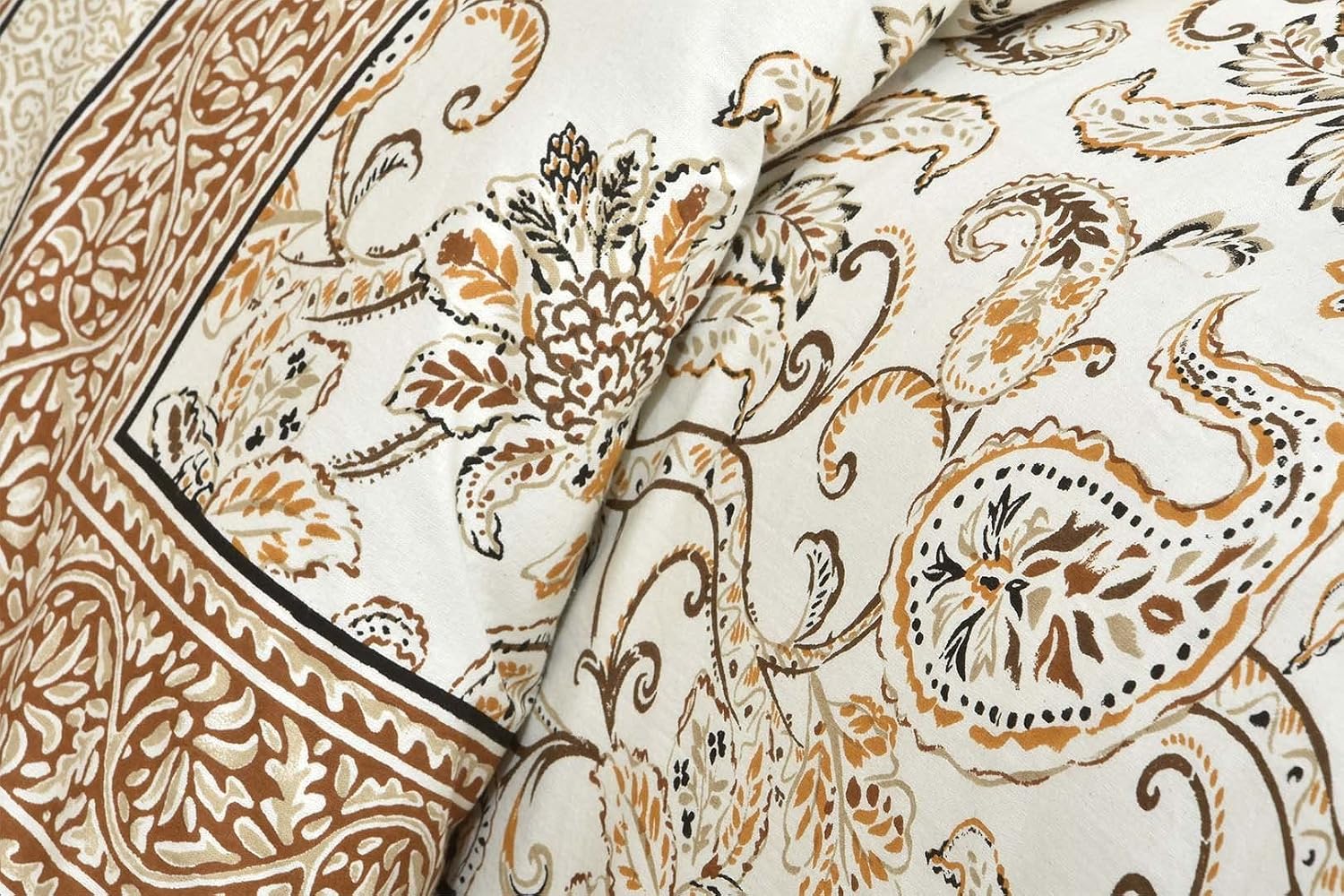 100% Cotton Jaipuri Bedsheet For King Size (90 X 103 Inches, Cream & Brown) With 2 Pillow Covers | Perfect For Everyday Use, Guest Rooms, Or Gifting On Special Occasions