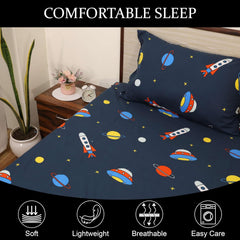 Kids Bed Sheet Collection Fun Colorful & Comfortable Boys & Girls - 68 X 90 Inch, Dark Blue | Wrinkle Free Soft & Cozy Bedding - Premium Ultra Soft Bedsheet