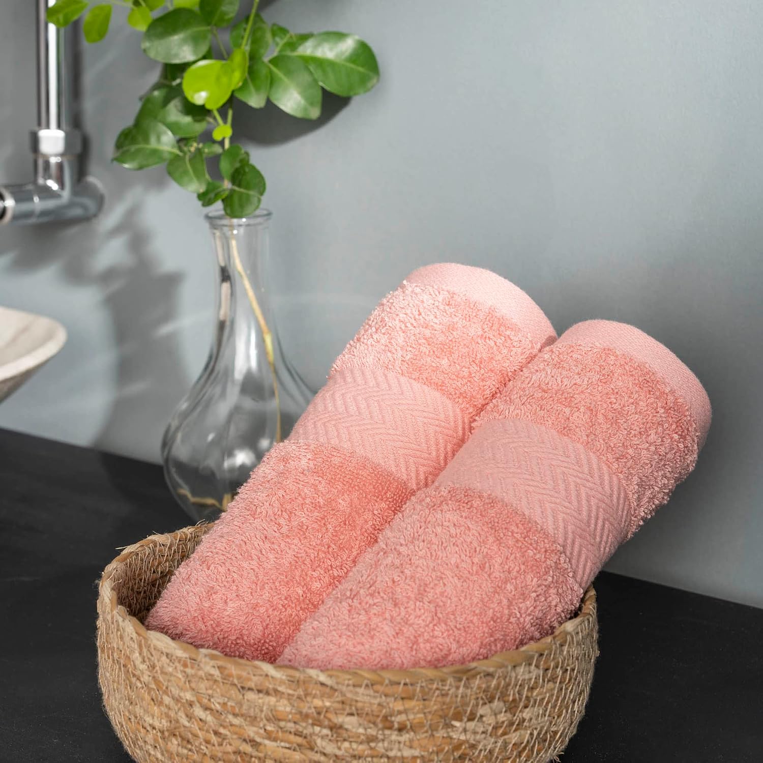Ddecor Cotton Hand Towel 500 Gsm - Pack Of 2 (Peach)