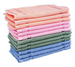 Jenny Denial 100% Cotton Face Towel 800 Gsm | Soft & Absorbent Gym & Workout Hand Towels (Multicolor) - 24 Pcs