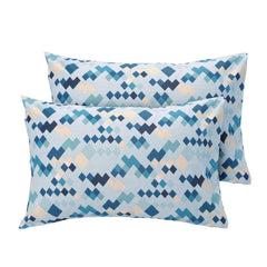 210 TC Premium King Size Bed Sheet Cotton With 2 Pillow Covers | 108 X 108 Inches, Blue & White | Naturally Soft, Breathable, & Skin Friendly
