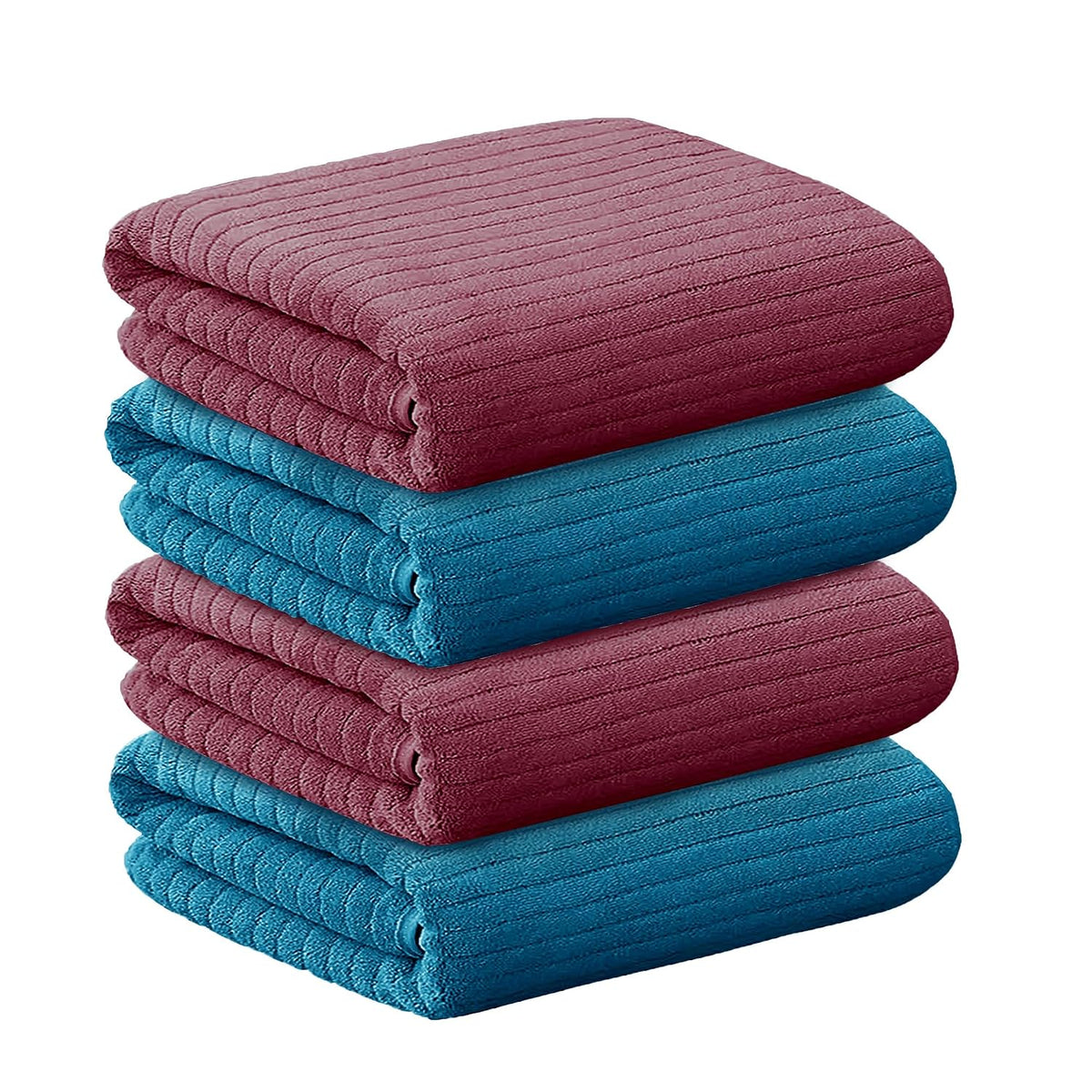 Story@Home Microfiber Hand Towel 400gsm | Gym Workout Super Soft, Absorbent, Lightweight, Ultra Quick-Drying, Soft & Durable Travel Use (Pink & Blue) - Pack Of 4