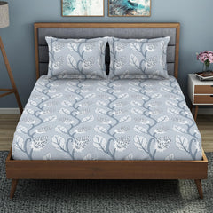 King Size 1 Double Bedsheet With 2 Pillow Covers - Size 108 X 108 Inches, Grey | Soft Feel Wrinkle Resistance | Durability & Comfort, Breathable