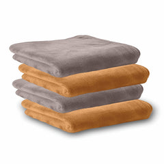 Housse Microfiber Hand Towel 800 Gsm | Premium Quality Towels Ultra Absorbent & Anti-Bacterial For Gym (Atmosphere & Prairie Sand) - Pack Of 4