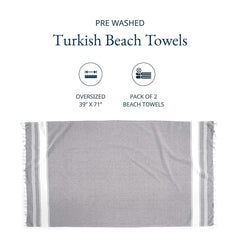Lane Linen Beach Towels Oversized 699 Gsm | Quick Dry Pool Towels For Adults, Absorbent Sandproof, Lightweight Travel Beach Towel - Alloy (Pack Of 2)