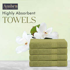 Ambra Linens 500 Gsm Highly Absorbent Towel 100% Cotton, Soft And Plush, All Seasons Use, Large, Everyday Use, Durable (4 Pcs Summer Green)