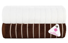 Casa Copenhagen Designed In Denmark Estatic Super Soft 2 Pieces 100% Cotton Large Bath Towel 525 Gsm - Toffee & White