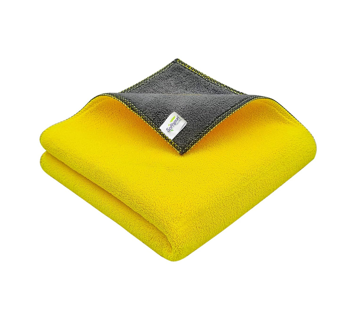 Softspun Microfiber Cloth Towel Set 400 Gsm | Extra Thick Microfiber Cleaning Cloths Perfect For Bike, Auto, Cars Both Interior & Exterior (Yellow & Grey)