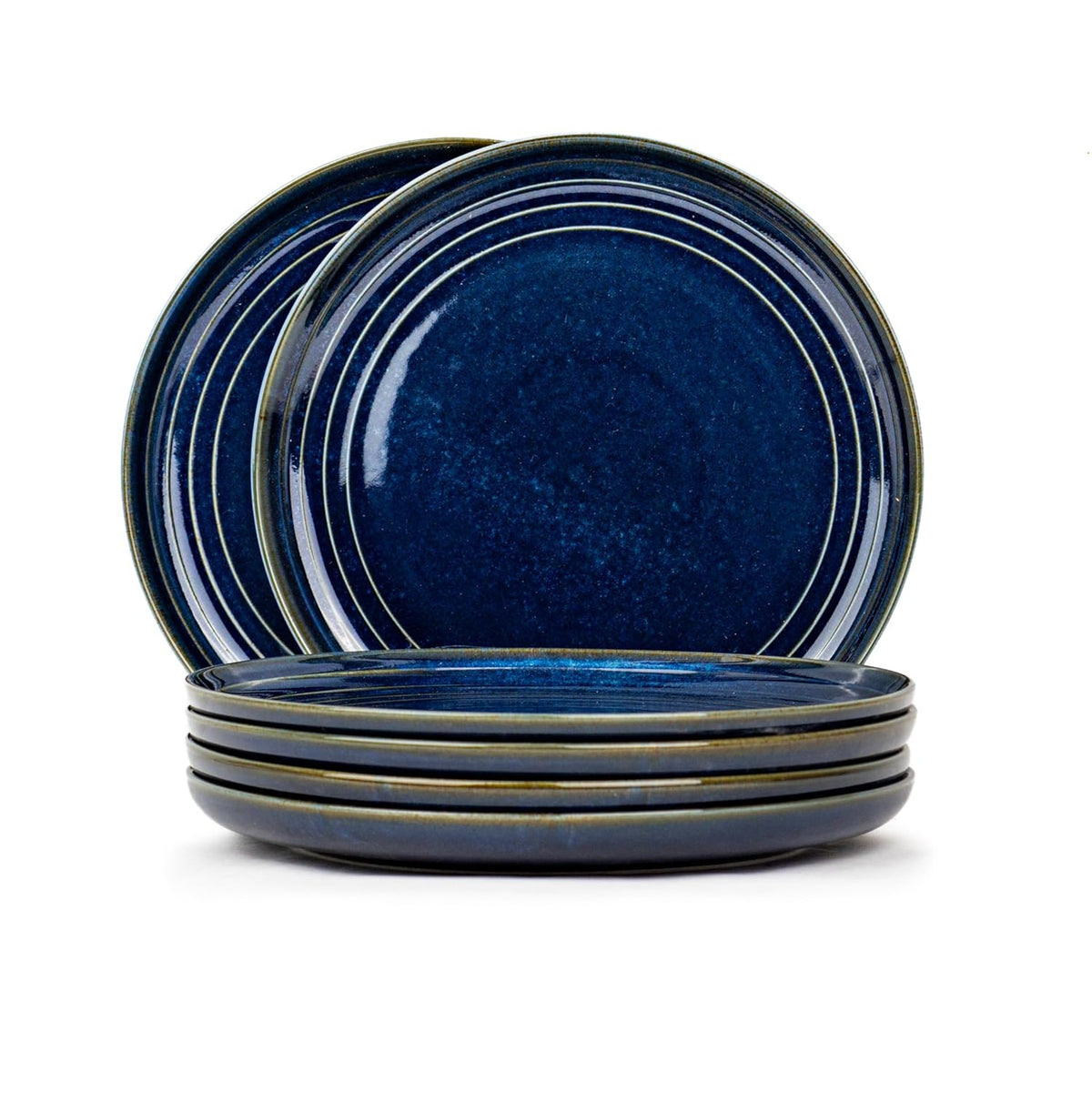 Ceramic Dinner Plates Set Of 6 Pieces, Blue Green | Ceramic Plates Set - Glossy Finish Plate Set | Ceramic Dinner Plates - Set Of 6 Plates For Dinner | Microwave Safe & Chip Resistant