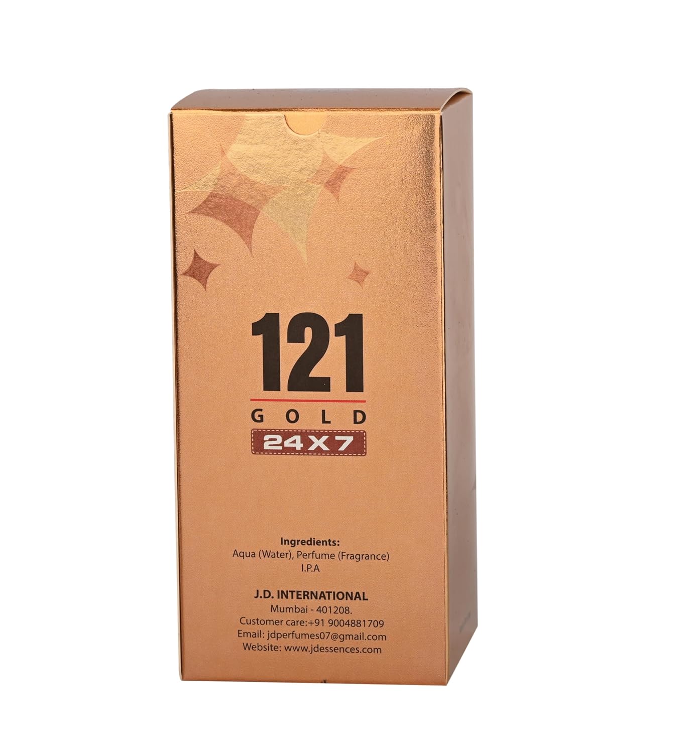 JD International 121 Gold Apparel Unisex Perfume With Long Lasting Fragrance - 100ml, 3.4 Fl.oz. | Perfume For Men & Women