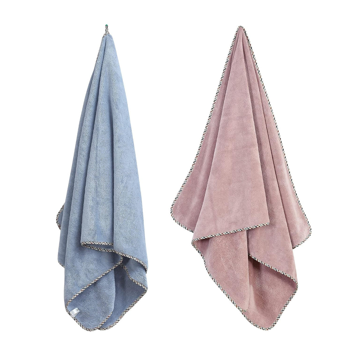 Spread Spain Microfiber Hand Towel 400 Gsm | Super Soft & Highly Absorbent Hand Towel For Gym & Workout Towels - American Denim & Rose (Pack Of 2)