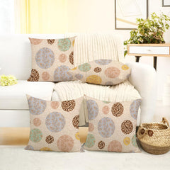 Microfiber Square Pillow Cushion For Sofa & Bed, Multi Circle - 24 X 24 Inch | Fluffy For Comfort & Back Support | Breathable, Premium Cotton Cushion Cover With Zip, Neck Support - Set Of 4
