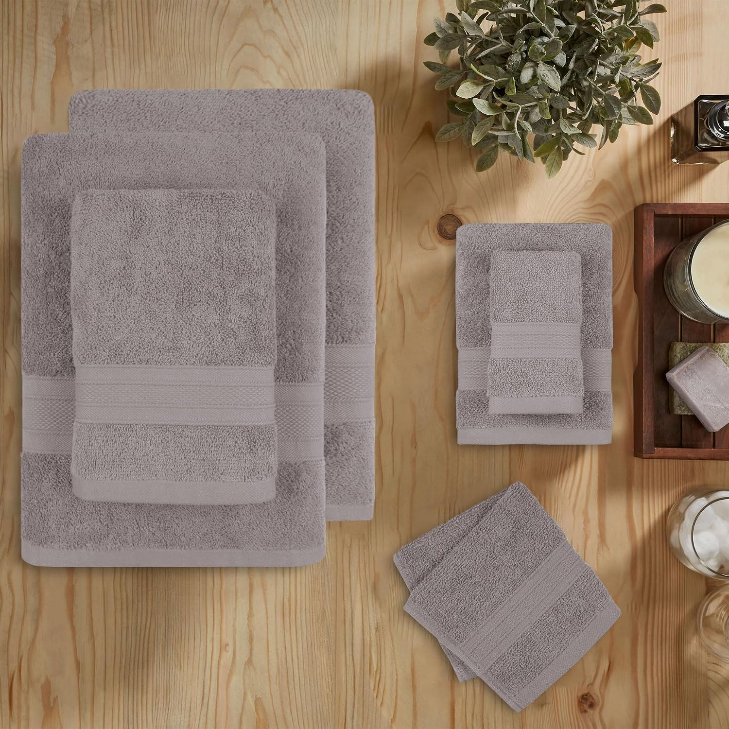 Trident Soft Comfort Air Rich Bath Towels 500 Gsm | 100% Cotton Towel, Super Soft, Highly Absorbent, 6 Pieces (Charcoal)