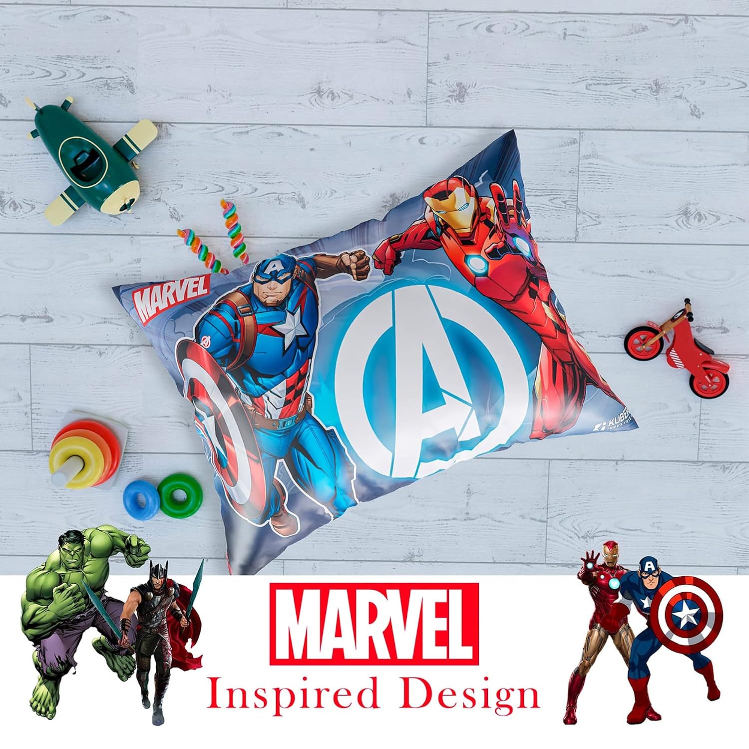 Kid's Marvel Spiderman Pillow For Sleeping, Sky Blue - 12 X 18 Inches | Cozy & Fluffy Super Soft Pillow | Suitable For All Sleepers, Multipurpose & Comfortable, Breathable - Pack Of 1