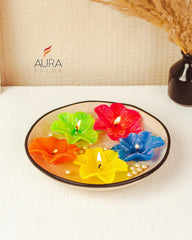 MULTI COLOUR FLOATING FLOWER CANDLE PACK OF 5 | PERFECT FOR COUPLES DATE CANDLE