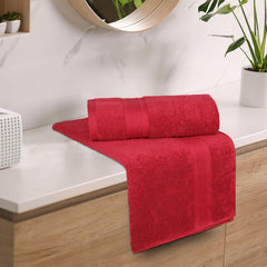 Trident Soft Comfort Air Rich 100% Cotton Bath Towels For 500 Gsm | Large Size Bathroom Towels For Men/Women, 2 Pcs (Crimson)