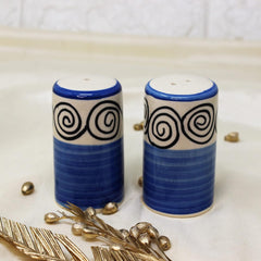 Blue Swirl Ceramic Salt & Pepper Shaker Set For Kitchen & Dining Table | 1 Salt Shaker + 1 Pepper Shaker - 2 Pieces, 80ml Each