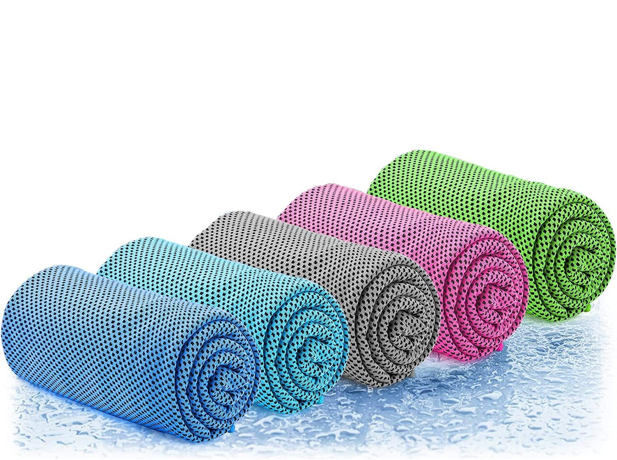 Trifecta Cooling Sport Towel 750 Gsm | Soft Breathable Chilly Towel Stay Cool For Yoga, Golf, Gym, Camping, Running, Travel Towel, Sports Towel (5 Pcs) - Multicolor