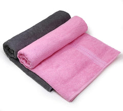Lukzer Soft 100% Cotton Light Weight Super Absorbant Bath Towel 1200 Gsm (Steel Grey & Pink) - 2 Pcs
