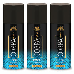 St.john Cobra Cool Deodorant Spray 450ml 15.2 Fl.oz. Pack Of 3 | 24 Hours Long Lasting Fragrance For Men