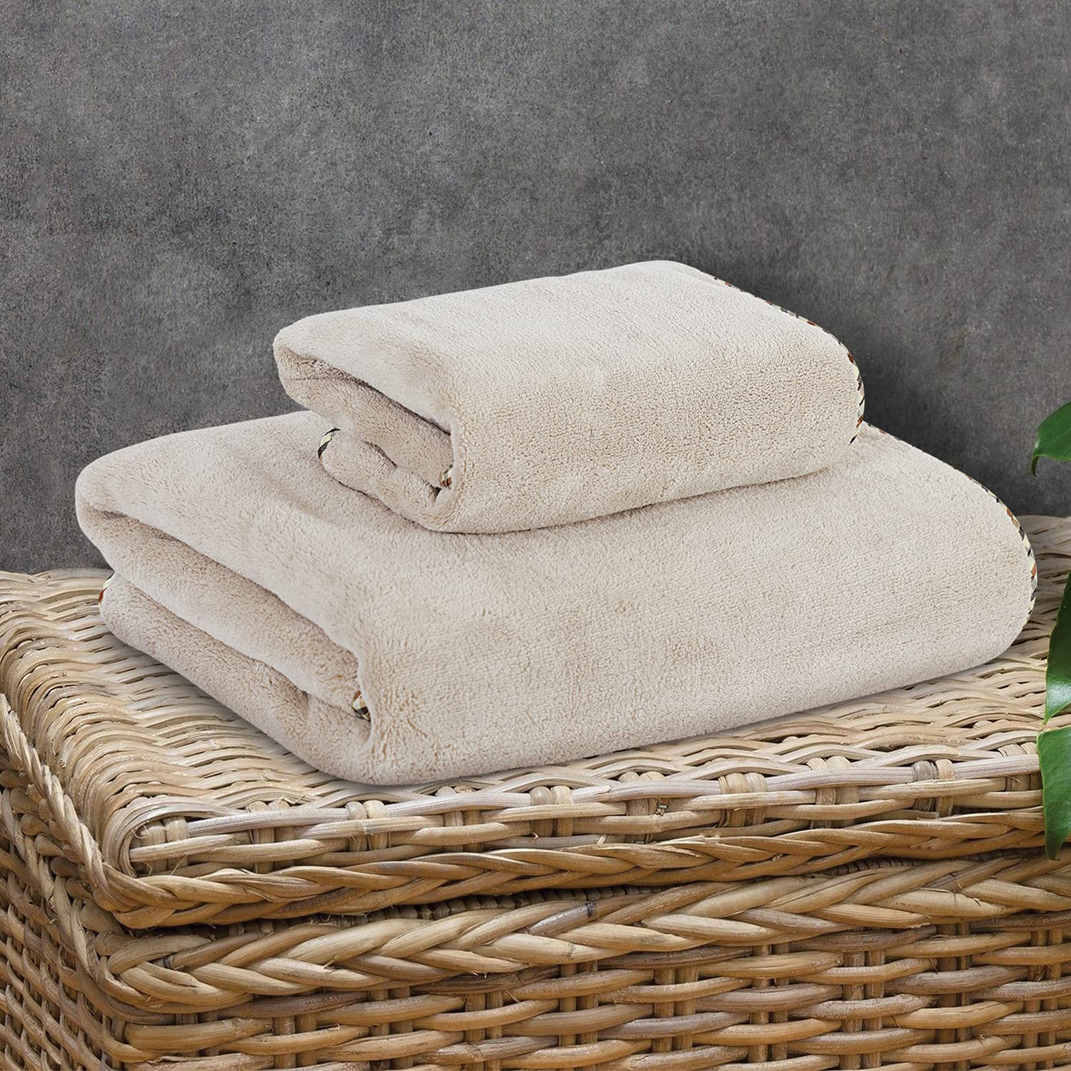 Spread Spain Microfiber Hand Towel 360 Gsm | Hand Towel For Gym & Workout Towels | Super Soft & Highly Absorbent | Set of 2 (Beige)