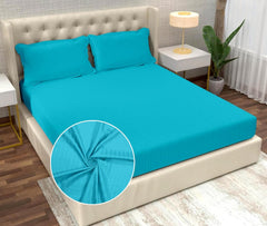 Striped Aqua Bedsheet For King Size With 2 Pillow Cover (90 X 95 Inches) | Softer & Durable For All Season | Ideal For Daily Use Home Bedsheet