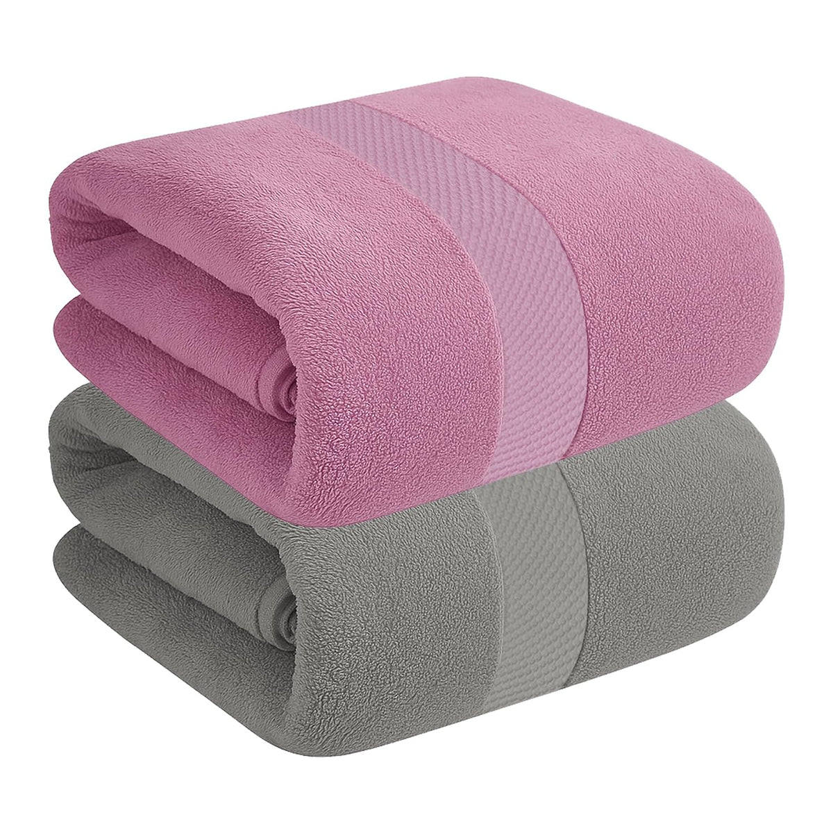 House Of Terry 100% Cotton Bath Towel 900 Gsm | Quick Dry, Soft & Absorbent, Fade-Resistant, Skin-Friendly For Men & Women Towel (Lilac & Grey) - Pack Of 2