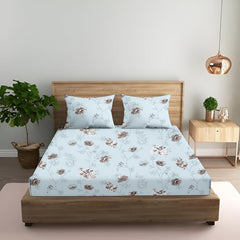 King Size Fitted Bedsheet With 2 Large Pillow Covers - 108 X 108 Inches, Sea Blue | Soft, Breathable & Durable | Wrinkle Resistant