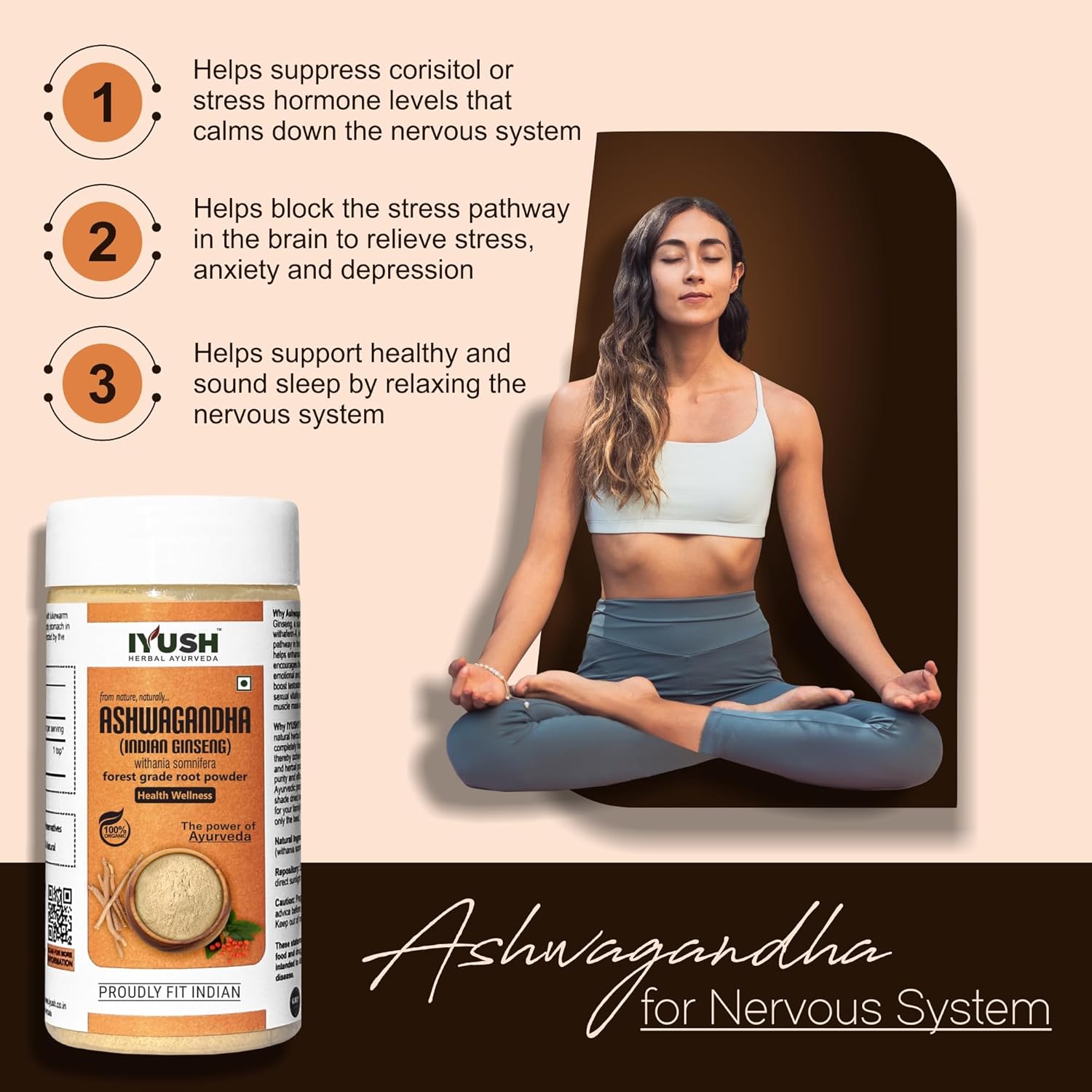 Iyush Herbal Ayurveda Ashwagandha Powder, Help Boost Immunity & Overall Health, 100% Forest Variety Herbs | 100gm 0.2lbs Each Pack Of 2