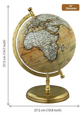 Prime Single Joint Globe, Height 33 Cm (13.2 Inch) Dia 25 Cm (10 Inch) With Metal Arc & Base | Educational & Decorative Globe (Gp1010) Pack Of 1
