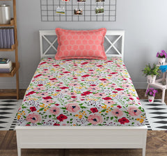 1 Single Bedsheet With 1 Pillow Cover - 60 X 90 Inches, Multicolor | Smooth, Breathable, Fade Resistant | Lightweight, Skin Friendly, Soft Fabric Suitable For Warmer Seasons