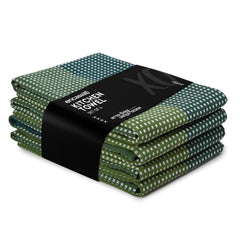 Encasa Xo Cotton Kitchen Towel 340 Gsm | Super Absorbent Tea Towels & Dish Cloths For Washing Up, Drying Dishes & Cleaning | Pack Of 4 (Green)