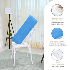 Memory Foam Half Body Pillow, For Sleeping & Hugging, Pregnancy, Sky Blue - 30 X 10 X 5 Inches | Long Cuddle Pillow Suitable For Side Sleepers & Back Support | Velvet Cover, Bed Pillow