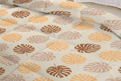 Cotton King Size Double Bedsheet 1 AC Comforter & 2 Pillow Covers | 90 X 100 Inches, Beige & Brown - Perfect Gift Set Wedding, Anniversary | 4 Pc Bedding Set