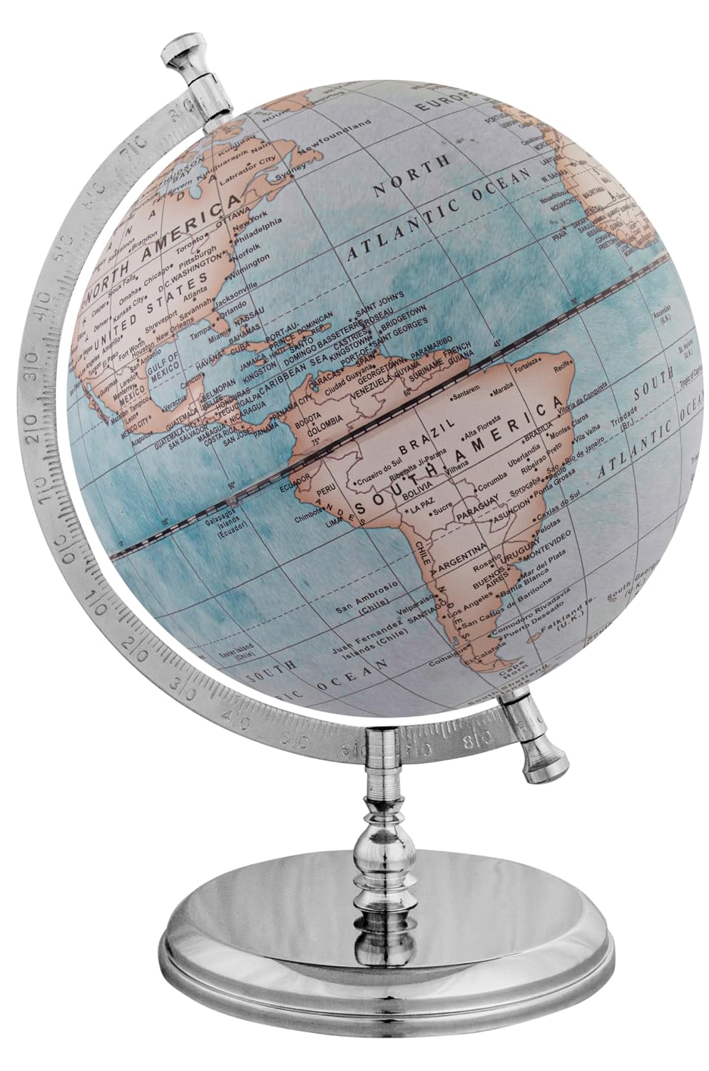 Prime Single Joint Globe, Dia 25 Cm (10 Inch) Height 33 Cm (13.2 Inch) With Metal Arc & Base | Educational & Decorative Globe, Pack of 1