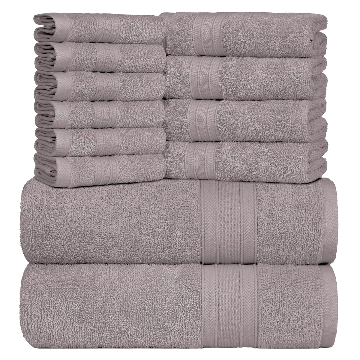 Trident Soft Comfort Air Rich Bath Towels 500 Gsm | 100% Cotton Towel, Super Soft, Highly Absorbent 12 Pieces - Charcoal