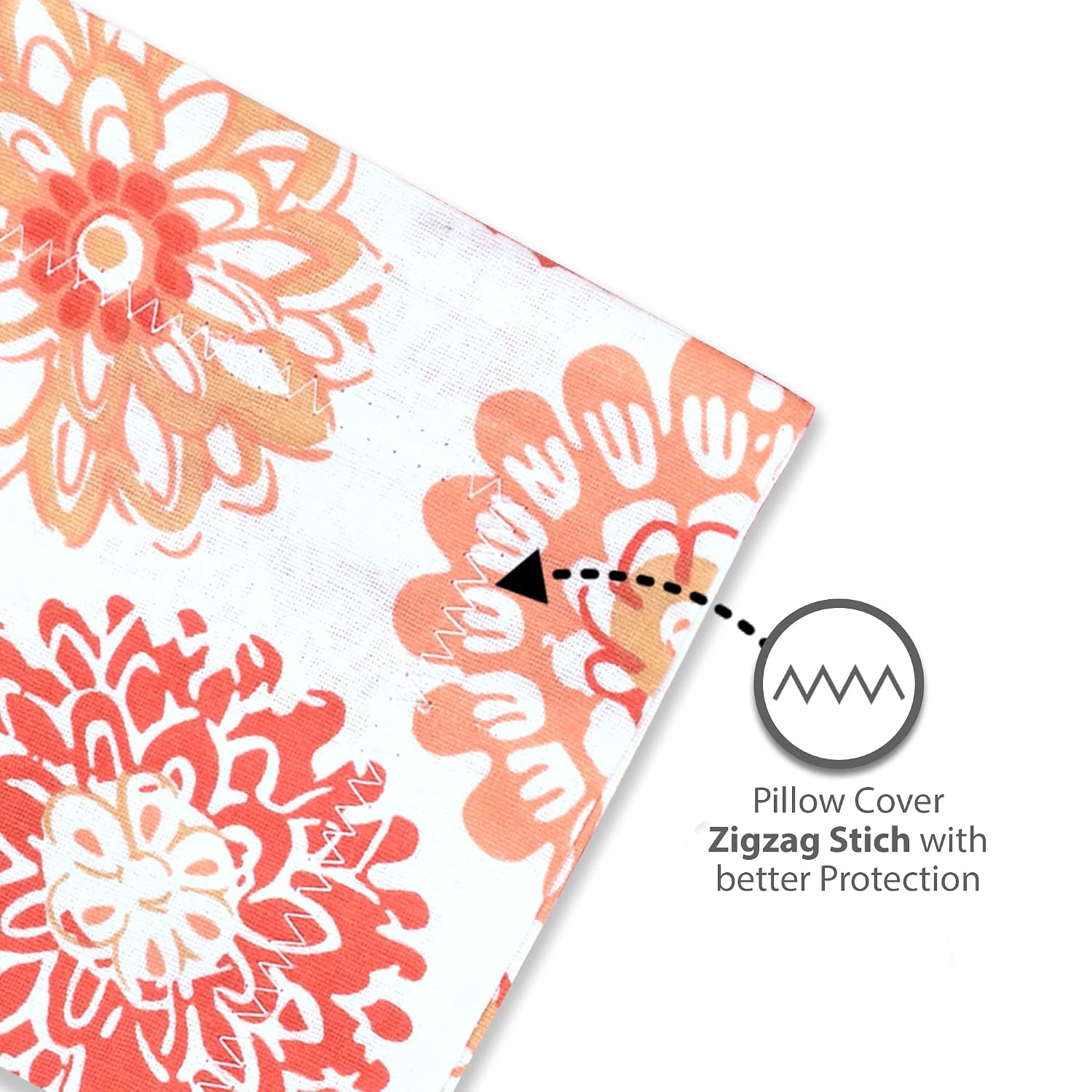 100% Cotton Single Bedsheet With 1 Matching Pillow Covers - 57 X 87 Inches, White & Red Orange | All Weather Comfort & Bedroom - Softness & Natural Breathability