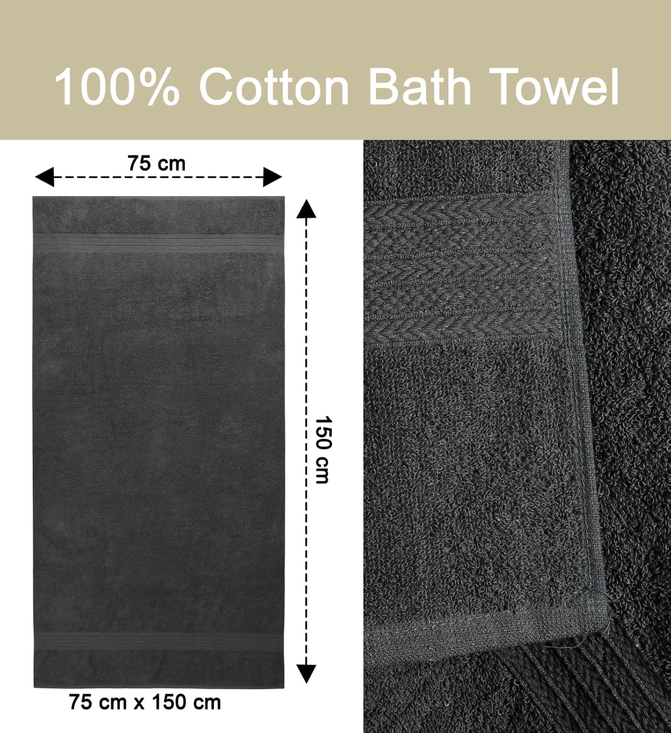 Soweto Luxury Cotton Bath Towel 550 Gsm | Ultra Soft & Super Absorbent Bath Sheet Quick Dry, Lightweight & Durable Fabric Large Size Towel (Grey)