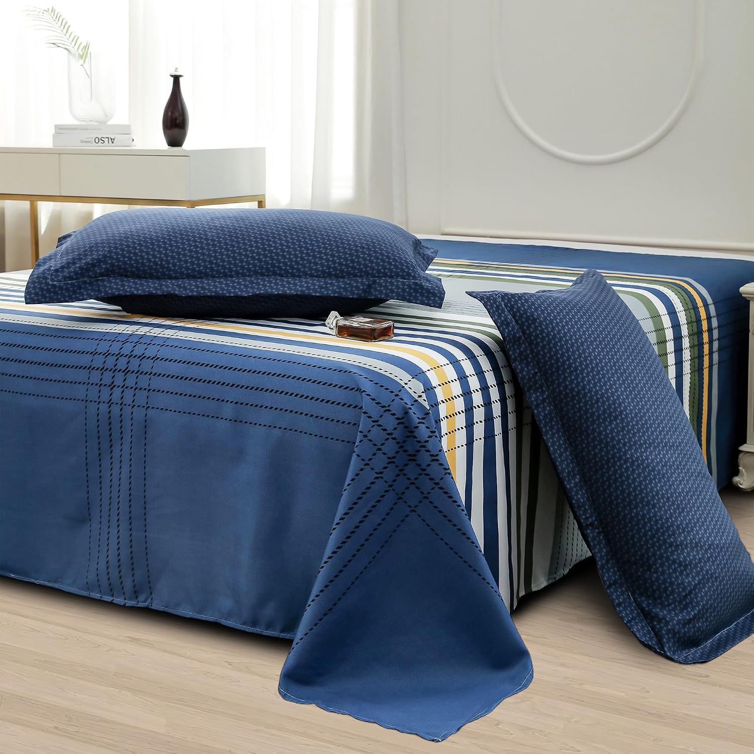 Bedsheets For Double Bed With 2 Pillow Cover - 92 X 98 Inches, Multicolor | Satin Finish Microfiber Queen Size Bedsheet | Skin Friendly & Breathable Fabric