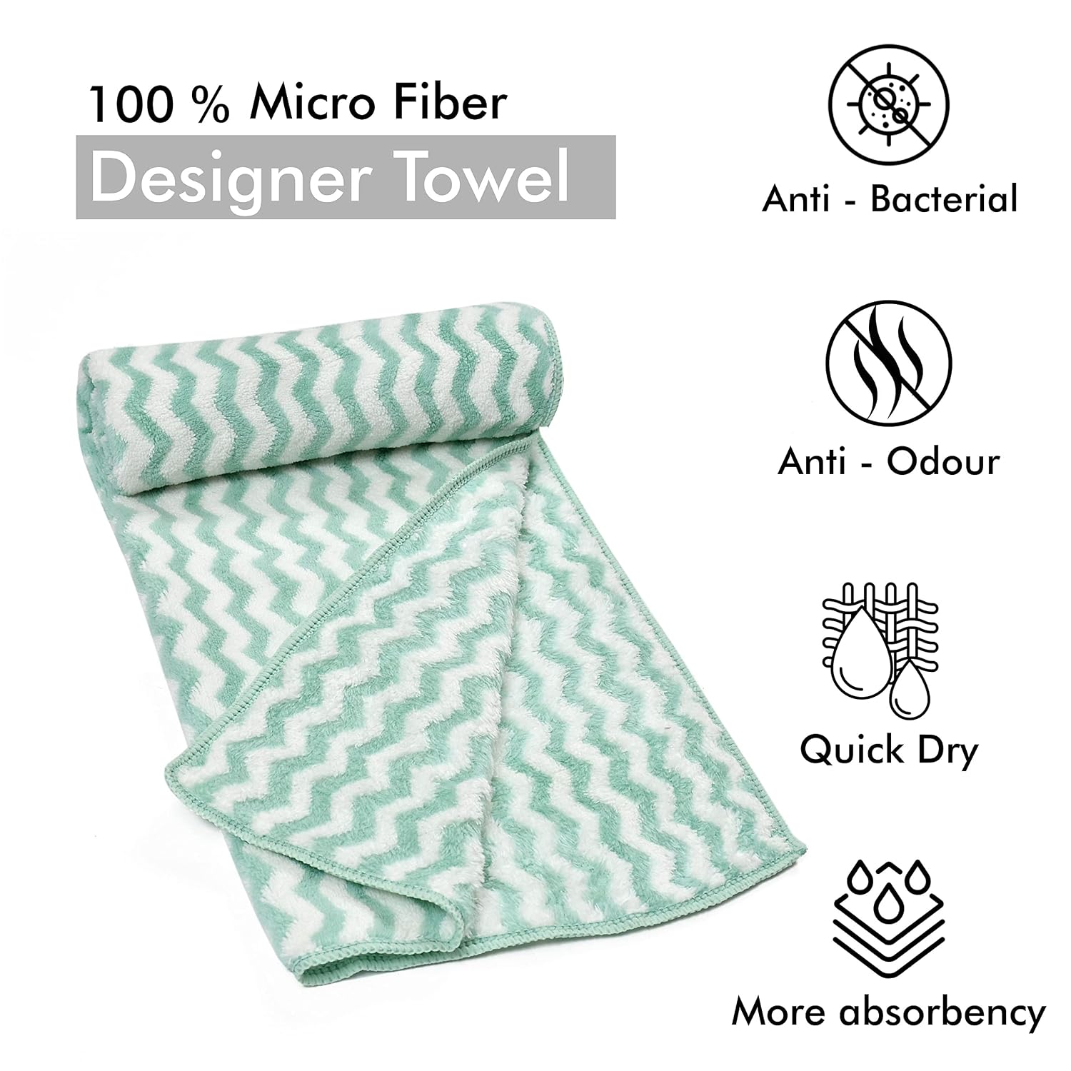 Urbanleaf Super Soft Microfiber Designer Hand Towels 400 Gsm (Multicolours)- 2 Pieces